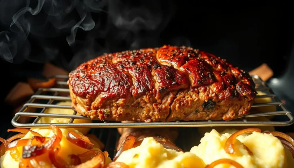 bbq meatloaf smoker recipe Smoked meatloaf cooked on a pellet grill with BBQ glaze