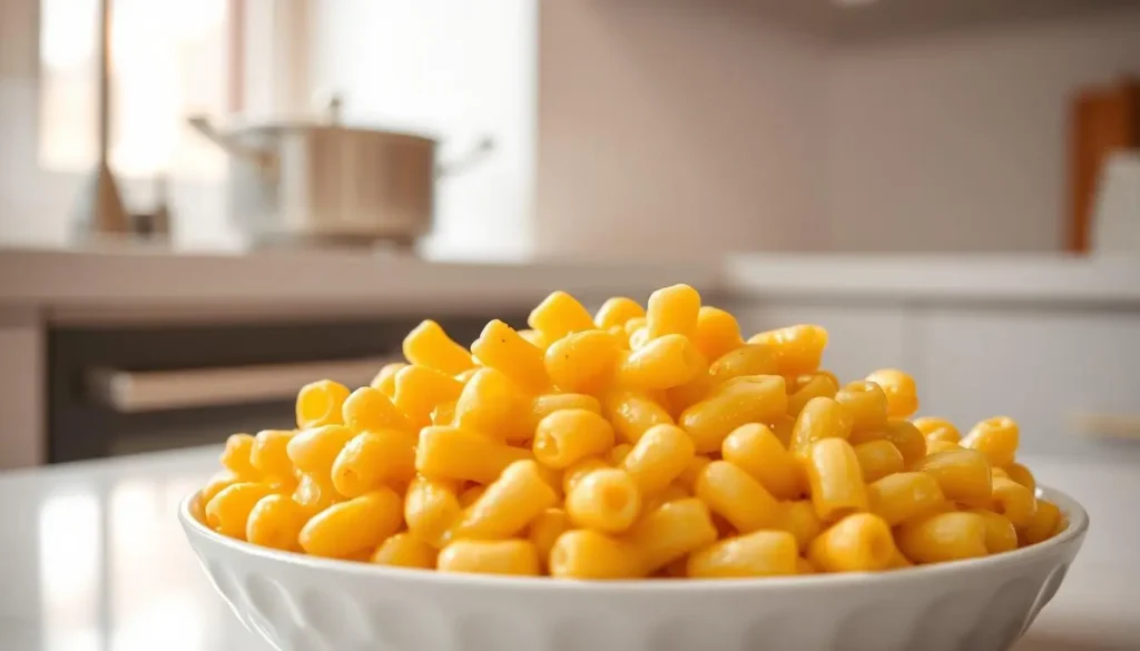 macaroni and cheese Creamy bowl of homemade macaroni and cheese topped with melted cheddar.