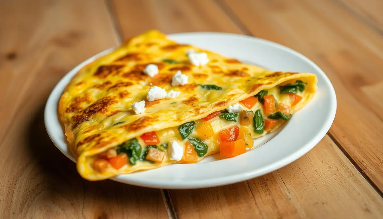 Healthy veggie omelette with fresh vegetables for breakfast