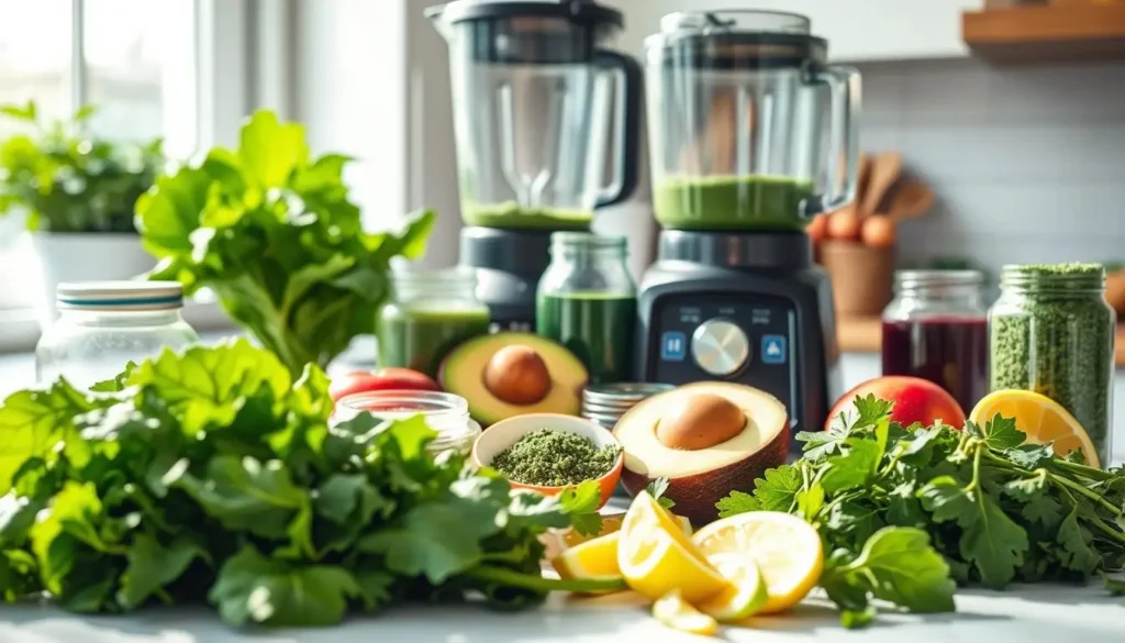 green smoothie ingredients Healthy green smoothie with fresh ingredients for energy and wellness.