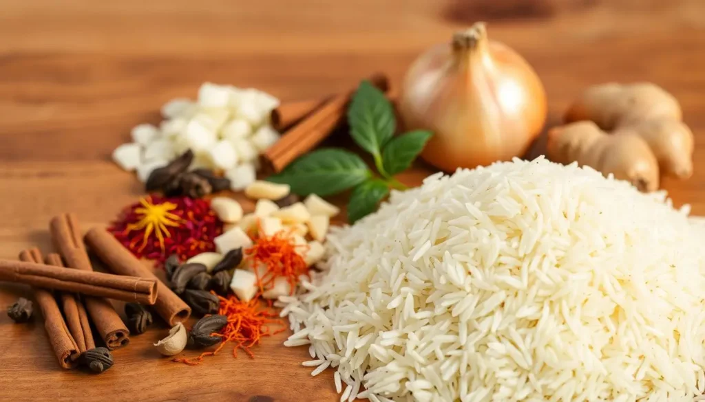 rice pilaf recipe ingredients Delicious Roast Chicken served with Rice Pilaf on a plate.
